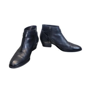 Aquatalia‎ Womens Sz 9 Black Leather Zip and Buckle Ankle Boots Made in Italy